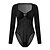 preiswerte Tops &amp; Blouses-Damen Bodysuit Schwarz mit Schnürung Gitter Glatt Strand Langarm V Ausschnitt Sexy S