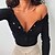 abordables Tops &amp; Blouses-Body Femme Noir Blanche Orange Bouton Plein Casual manche longue Col Rond basique Coton Standard S