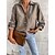cheap Tops &amp; Blouses-Women&#039;s Shirt Blouse dark brown Black White Button Pocket Plain Casual Long Sleeve Shirt Collar Basic Regular S