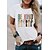 economico T-shirts-Per donna maglietta Nero Bianco Vino Stampa Pop art Alfabetico Giornaliero Per eventi Manica corta Rotonda Essenziale 100% cotone Standard Pittura S