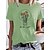 baratos T-shirts-Mulheres Camiseta Verde Branco Rosa Imprimir Gráfico Floral Diário Feriado Manga Curta Decote Redondo Básico 100% Algodão Padrão Pintura S