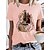 preiswerte T-shirts-Damen T Shirt Weiß Gelb Rosa Bedruckt Graphic Blumen Täglich Festtage Kurzarm Rundhalsausschnitt Basic 100% Baumwolle Standard Farbe S