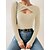 baratos Tops &amp; Blouses-Mulheres Camisa Social Blusa Preto Branco Rosa Com Corte Tecido Casual Manga Longa Decote V Básico Padrão S