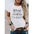 preiswerte T-shirts-Damen T Shirt Schwarz Weiß Wein Bedruckt Graphic Herz Täglich Festtage Kurzarm Rundhalsausschnitt Basic 100% Baumwolle Standard Farbe S