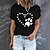 billige T-shirts-Dame T skjorte Burgund t-skjorte 100 % bomull Grafisk Hund Bokstaver Daglig Ferie Helg Trykt mønster Svart Kortermet Grunnleggende Rund hals