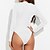 baratos Bodysuit-Mulheres Maiô Preto Branco Botão Tecido Casual Manga Longa Decote Redondo Básico S