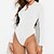 economico Bodysuit-Per donna Body Nero Bianco Pulsante Liscio Informale Manica lunga Rotonda Essenziale S