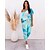 cheap Tops &amp; Blouses-Women&#039;s new product printed chiffon high waist elastic pants fashion casual two-piece set