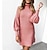 cheap Casual Dresses-Women&#039;s Knit Dress Jumper Dress Shift Dress Mini Dress Knitwear Fashion Pure Color Outdoor Daily Going out Hooded Long Sleeve Ruched Knit 2023 Loose Fit Black Yellow Pink S M L XL XXL 3XL