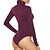 baratos Bodysuit-Mulheres Maiô Verde Preto Vinho Crochê Tecido Casual Manga Longa Gola Alta Básico Algodão S