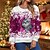 cheap Hoodies &amp; Sweatshirts-Women&#039;s Sweatshirt Pullover Streetwear Green Blue Purple Cat Snowflake Christmas Long Sleeve Round Neck S M L XL 2XL 3XL