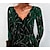 preiswerte Casual Kleider-Damen velvet kleid Etuikleid Minikleid Grün Graphic Langarm Winter Herbst Bedruckt Stilvoll V Ausschnitt Weihnachten Verabredung 2023 S M L XL XXL 3XL