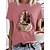baratos T-shirts-Mulheres Camiseta Branco Amarelo Rosa Imprimir Gráfico Floral Diário Feriado Manga Curta Decote Redondo Básico 100% Algodão Padrão Pintura S