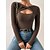 abordables Tops &amp; Blouses-Mujer Camisa Blusa Negro Blanco Rosa Cortado Plano Casual Manga Larga Escote en Pico Básico Regular S