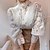 abordables Tops &amp; Blouses-Mujer Camisa de encaje Camisa Blusa Topas de ojales blancos Algodón Plano Blanco Encaje Botón Manga Larga Casual Básico Cuello Mao Ajuste regular Primavera Otoño