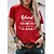 preiswerte T-shirts-Damen T Shirt Schwarz Weiß Wein Bedruckt Graphic Herz Täglich Festtage Kurzarm Rundhalsausschnitt Basic 100% Baumwolle Standard Farbe S