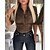 cheap Tops &amp; Blouses-Women&#039;s Blouse Shirt Black Wine Brown Button Plain Casual Long Sleeve Shirt Collar Basic Regular S