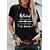 economico T-shirts-Per donna maglietta Nero Bianco Vino Stampa Pop art Con cuori Giornaliero Per eventi Manica corta Rotonda Essenziale 100% cotone Standard Pittura S
