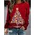 cheap Hoodies &amp; Sweatshirts-Christmas Sweatshirt Women&#039;s Sweatshirt Pullover Graphic Christmas Tree Streetwear Christmas Black Red Blue Christmas Casual Round Neck Long Sleeve Top Micro-elastic Fall &amp; Winter