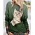 preiswerte Kapuzenpullis &amp; Sweatshirts-Damen Sweatshirt Pullover Zur Seite fahren Basic Rosa Blau Purpur Katze Strasse Langarm Rundhalsausschnitt