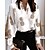 billige Tops &amp; Blouses-Dame Skjorte Bluse Sort Hvid Lyserød Trykt mønster Blomstret Hjerte Afslappet Langærmet V-hals Basale Normal Blomster Tema S