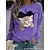 cheap Hoodies &amp; Sweatshirts-Women&#039;s Hoodie Sweatshirt Cute Sportswear Casual Red Blue Purple Cat Street Long Sleeve Round Neck