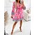 abordables Dresses-Mini robe Robe casual Femme Eté Printemps manche longue - Lacet Imprimer Mode Fleur Col V 2023 Rose Claire Bleu Vert S M L XL XXL