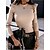 preiswerte Bodysuit-Damen Hemd Bluse Schwarz Weiß Kaki Rüsche Glatt Casual Langarm Rundhalsausschnitt Basic Standard S