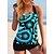cheap Tankini-Women&#039;s Swimwear Plus Size Tankini 2 Piece Swimsuit Floral Buckle Printing Light Blue Black Royal Blue Blue Tank Top Bathing Suits Summer Sports