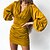 cheap Mini Dresses-Women&#039;s Party Dress Satin Dress Sheath Dress Mini Dress Cocktail Party V Neck Party Stylish Ruched Long Sleeve Regular Fit 2023 Yellow Purple Fuchsia Pure Color S M L XL