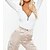 abordables Bodysuit-Mujer Mono Negro Blanco Rosa Cremallera de un cuarto Plano Casual Manga Larga Escote en U Básico S
