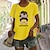 abordables T-shirts-Mujer Camiseta Blanco Amarillo Verde Claro Estampado Graphic Letra Diario Festivos Manga Corta Escote Redondo Básico 100% Algodón Regular Pintura S