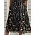 abordables Robes Midi-Robe mi-longue Femme Automne Printemps Demi Manches - Imprimer Mode Moderne Floral Col V 2022 Noir S M L XL XXL 3XL