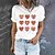 abordables T-shirts-Mujer Camiseta Negro Blanco Vino Estampado Graphic Corazón Diario Festivos Manga Corta Escote Redondo Básico 100% Algodón Regular Pintura S