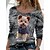 cheap Women&#039;s Hoodies &amp; Sweatshirts-Women&#039;s Basic 3D Cat Print Long Sleeve Tee