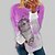 preiswerte T-Shirt-Damen T Shirt Katze Täglich Wochenende Gelb Rosa Blau Bedruckt Langarm Basic Rundhalsausschnitt Regular Fit Herbst Winter
