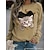 cheap Hoodies &amp; Sweatshirts-Women&#039;s Hoodie Sweatshirt Cute Sportswear Casual Red Blue Purple Cat Street Long Sleeve Round Neck