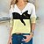 abordables T-shirts-Mujer Camiseta Negro Amarillo Rosa Estampado Bloque de color Gato Diario Fin de semana Manga Larga Escote Redondo Básico Regular Gato 3D Pintura S