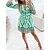 cheap Dresses-Women&#039;s Casual Dress Mini Dress Pink Blue Green Flower Long Sleeve Summer Spring Lace up Fashion V Neck 2023 S M L XL XXL