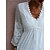 abordables Vestidos casuales-Mujer Vestido informal Vestido de encaje Mini vestido Blanco Color puro Manga 3/4 Verano Primavera Encaje Clásico Escote en Pico Holgado 2023 S M L XL 2XL
