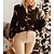 economico Tops &amp; Blouses-Per donna Camicia Blusa Nero Bianco Marrone Pulsante Stampa Farfalla Stella Informale Manica lunga Colletto Essenziale Standard Farfalla S