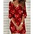 cheap Mini Dresses-Women&#039;s Sweatshirt Dress Shift Dress Mini Dress Black Yellow Red Graphic 3/4 Length Sleeve Winter Fall Spring Print Fashion V Neck Loose Fit Vacation Weekend 2022 S M L XL 2XL 3XL