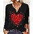 cheap Hoodies &amp; Sweatshirts-Women&#039;s Basic V Neck Tee with Heart Button Print