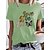 abordables T-shirts-Mujer Camiseta Blanco Amarillo Verde Claro Estampado Graphic Mariposa Diario Festivos Manga Corta Escote Redondo Básico 100% Algodón Regular Pintura S