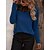 economico Tops &amp; Blouses-Per donna Camicia Blusa Blu Pizzo Collage Liscio Informale Manica lunga Rotonda Essenziale Standard S