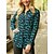 cheap Tops &amp; Blouses-Women&#039;s Shirt Blouse Black White Light Green Button Print Leopard Polka Dot Casual Long Sleeve Shirt Collar Basic Regular S