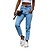 baratos Cotton &amp; Linen-Mulheres Jeans Denim Azul Claro Casual Lazer Bolsos Casual / Diário Comprimento total Com Stretch Cor Sólida Macio S M L XL 2XL