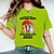 abordables T-shirts-Mujer Camiseta Blanco Amarillo Verde Claro Estampado Graphic Gato Diario Festivos Manga Corta Escote Redondo Básico 100% Algodón Regular Gato S