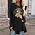 economico T-shirts-Per donna maglietta Nero Giallo Rosso Stampa Leopardo Labbro Giornaliero Fine settimana Manica lunga Rotonda Essenziale Lungo Pittura S