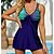 cheap Tankini-Women&#039;s Swimwear Tankini Swim Dress 2 Piece Plus Size Swimsuit Stripe Striped Red Blue Green Tank Top Bathing Suits Sports Summer